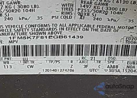 2014 Ford Explorer Limited from USA, damaged, VIN 1FM5K7F81EGB61439